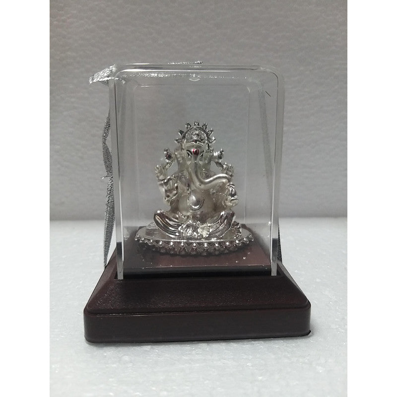 Silver Plated Beautiful Lord Ganesha with Acrylic Base Idol Decorative Showpiece (1926)