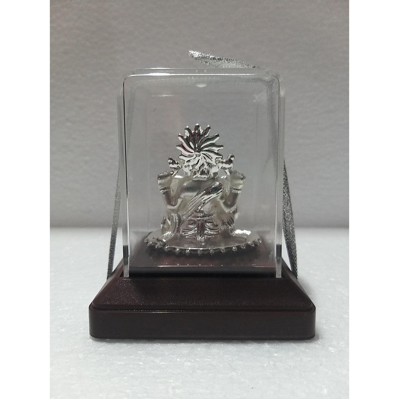 Silver Plated Beautiful Lord Ganesha with Acrylic Base Idol Decorative Showpiece (1926)