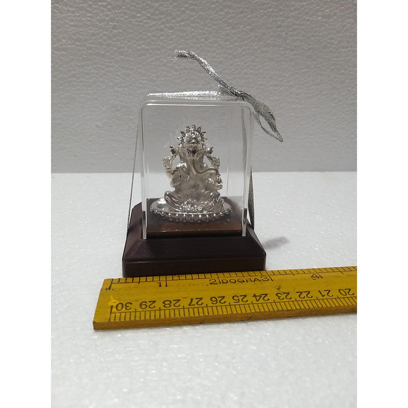 Silver Plated Beautiful Lord Ganesha with Acrylic Base Idol Decorative Showpiece (1926)