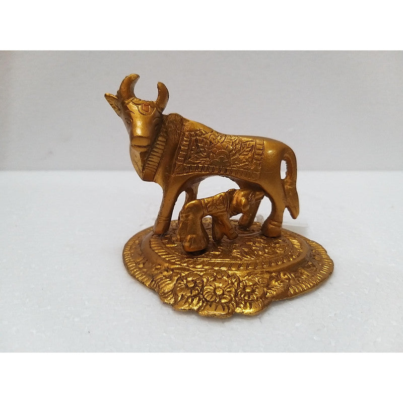 Hindu Lord Krishna Cow with Calf Statue Figurine| Temple Mandir Home Decor (2108)