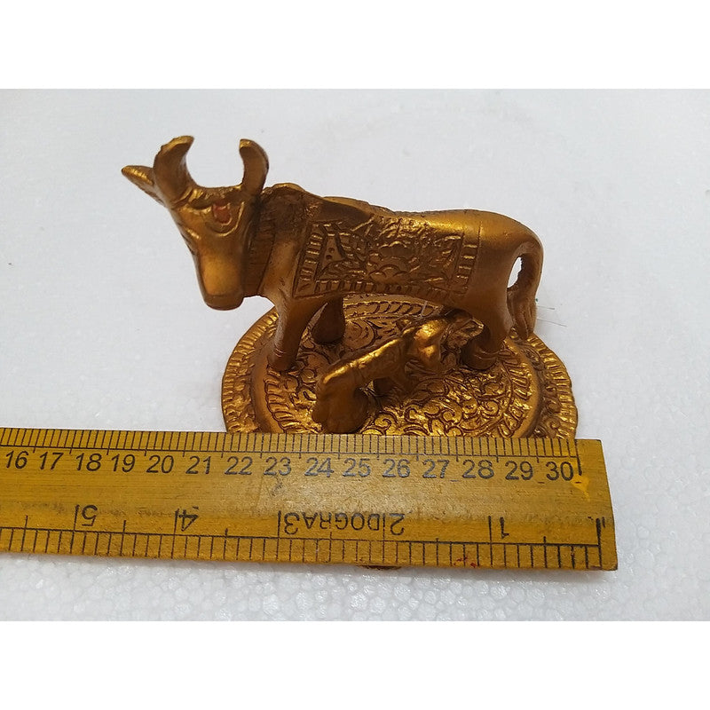 Hindu Lord Krishna Cow with Calf Statue Figurine| Temple Mandir Home Decor (2108)