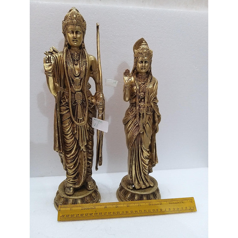 Large Brass Ayodhya Ram with Sita Mata Murti Idol Statue | Temple Mandir Home Decor (2121)