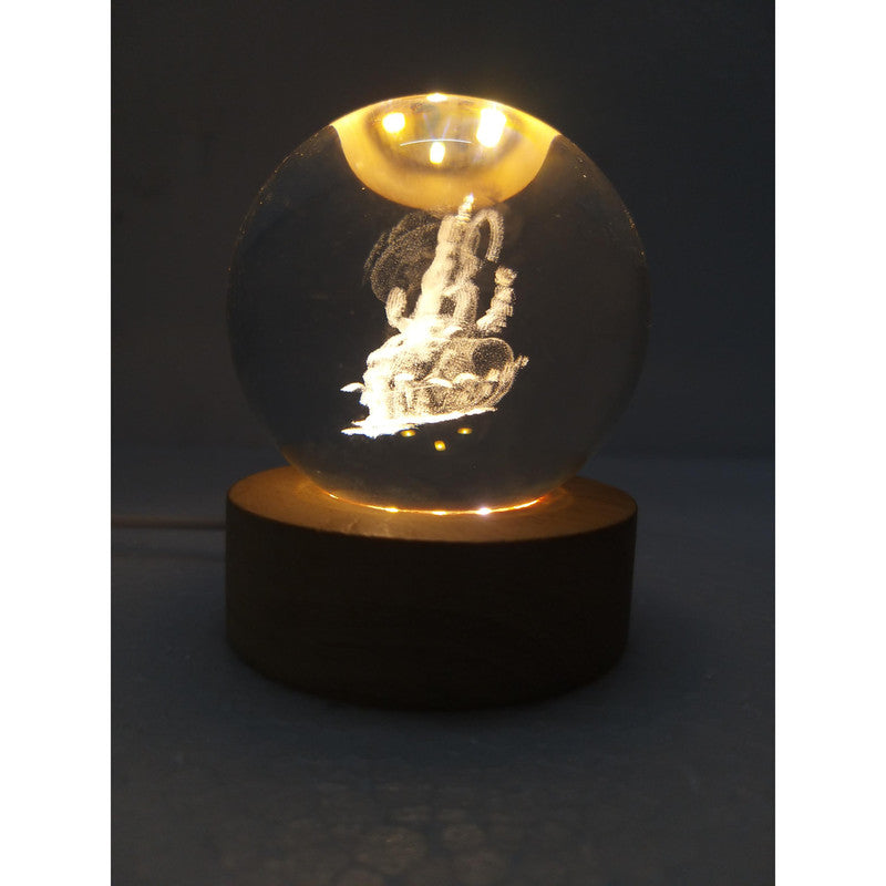 Lord GANESHA Crystal Ball Light - Room Decor Night Lights Luminous Ball Inner 3D Figurine Home Decor (2778)