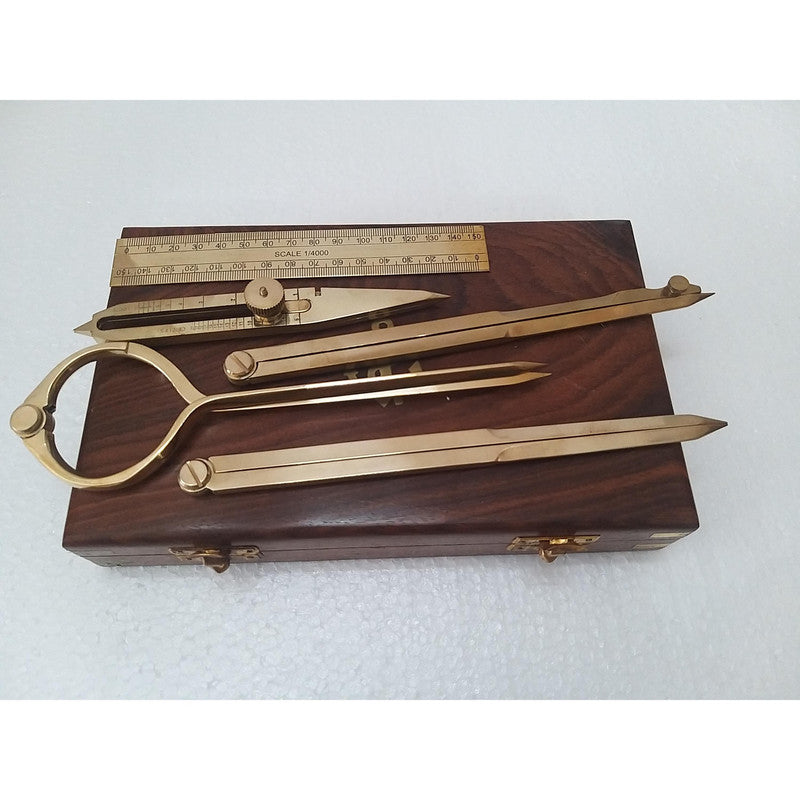 Nautical Proportional Divider Set of 5 - Full Brass dividers with Box (2785)
