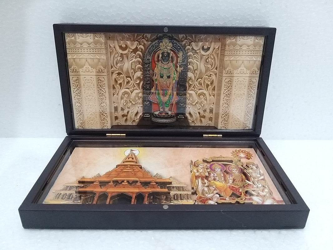 Golden Plated Ram Lalla Idol With Ayodhya And Ram Darbar Picture Beautiful Box Packing | Ayodhya (2929)
