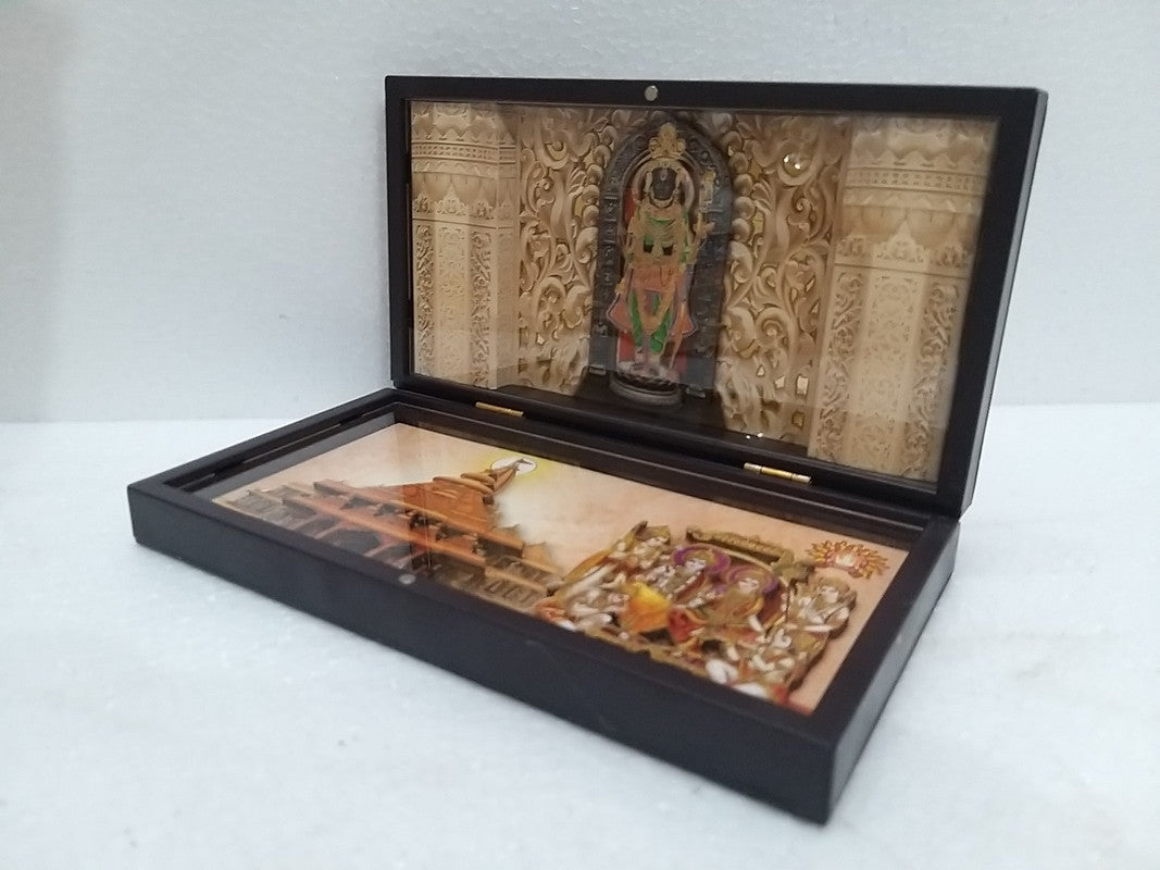 Golden Plated Ram Lalla Idol With Ayodhya And Ram Darbar Picture Beautiful Box Packing | Ayodhya (2929)