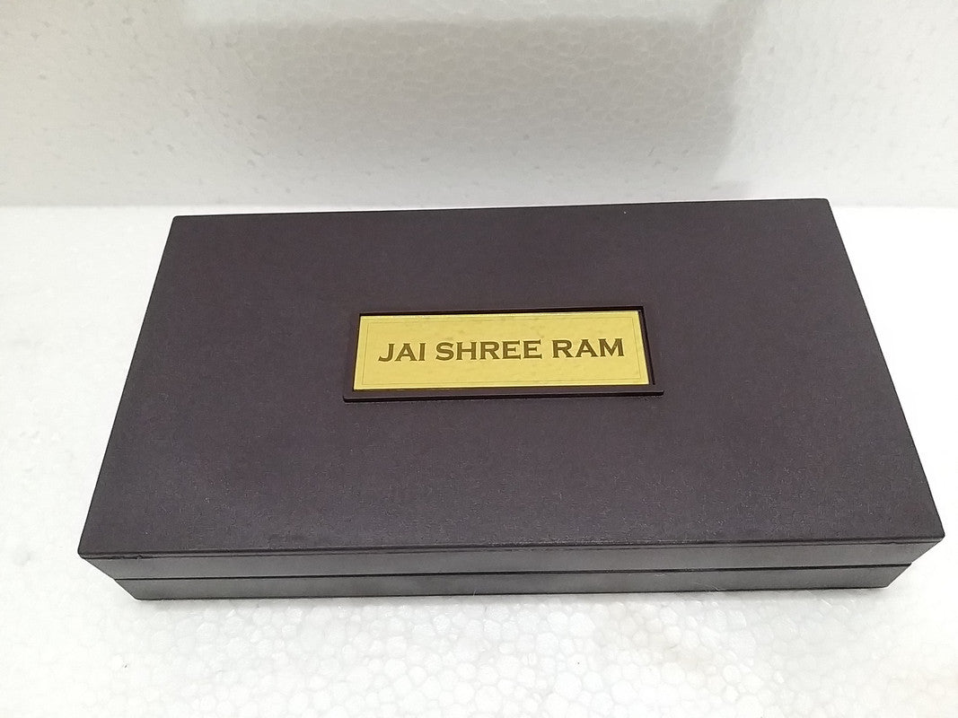 Golden Plated Ram Lalla Idol With Ayodhya And Ram Darbar Picture Beautiful Box Packing | Ayodhya (2929)