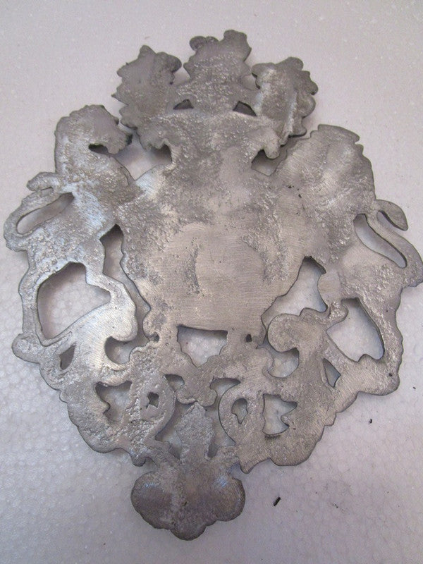 LARGE - Vintage Style HEAVY CAST ROYAL CREST SAFE PLATE - Coat of Arms (5197)