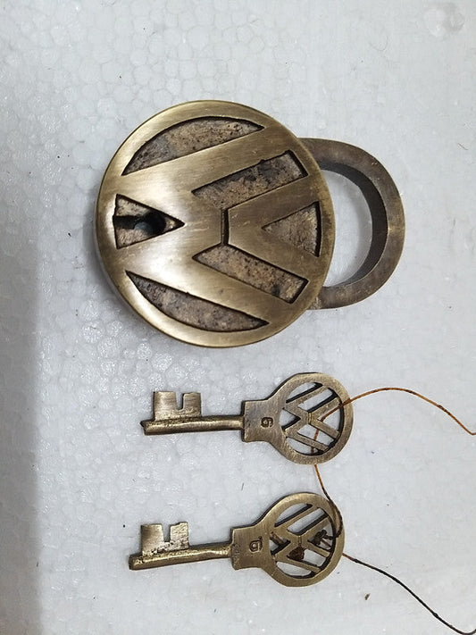 Working VOLKSWAGEN Texted Unique Brass Padlock With 2 Keys (3014)