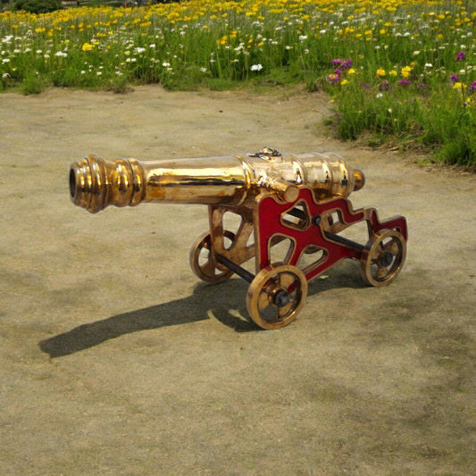 LARGE - VINTAGE style CANNON with STAND â€“ BRASS â€“ Heavy & Large - Best Collection (5001)