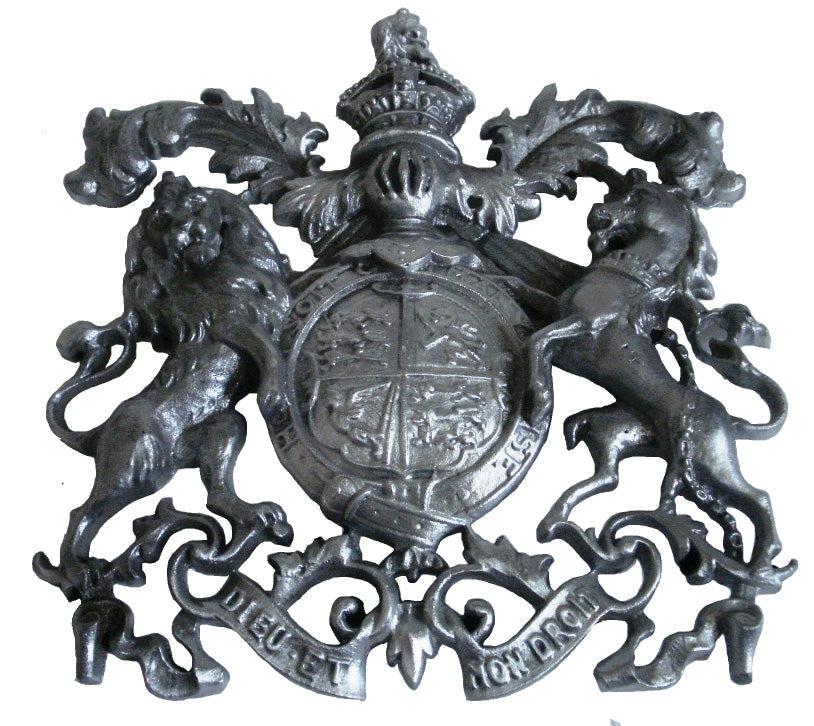 LARGE - Vintage Style HEAVY CAST ROYAL CREST SAFE PLATE - Coat of Arms (5126)