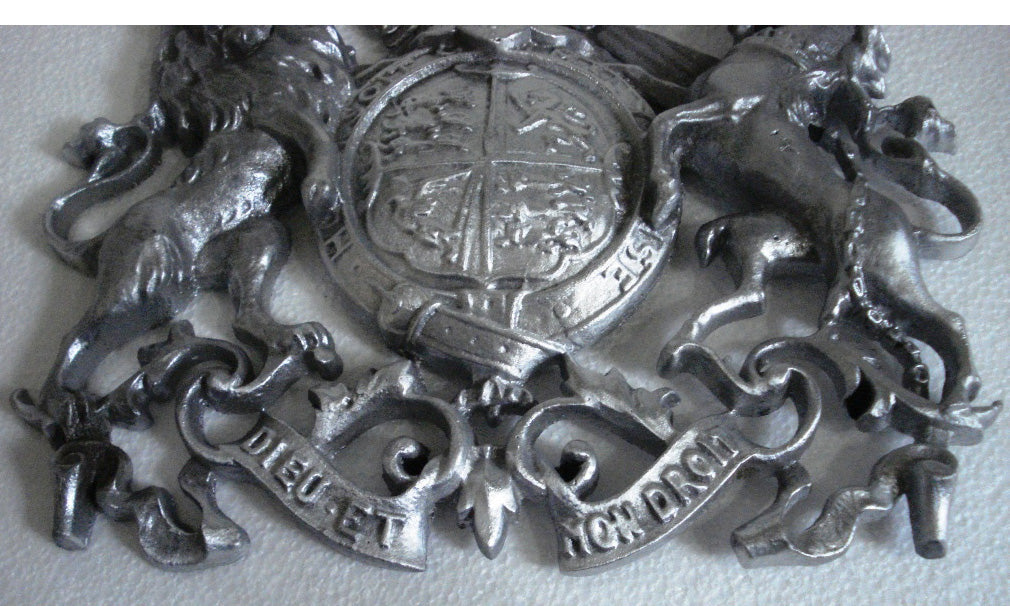 LARGE - Vintage Style HEAVY CAST ROYAL CREST SAFE PLATE - Coat of Arms (5126)