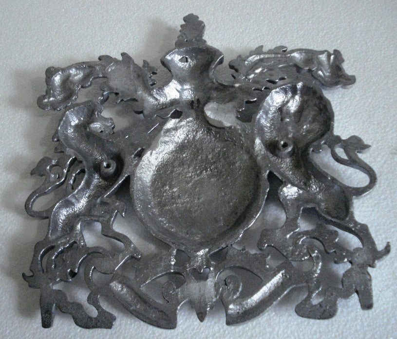 LARGE - Vintage Style HEAVY CAST ROYAL CREST SAFE PLATE - Coat of Arms (5126)