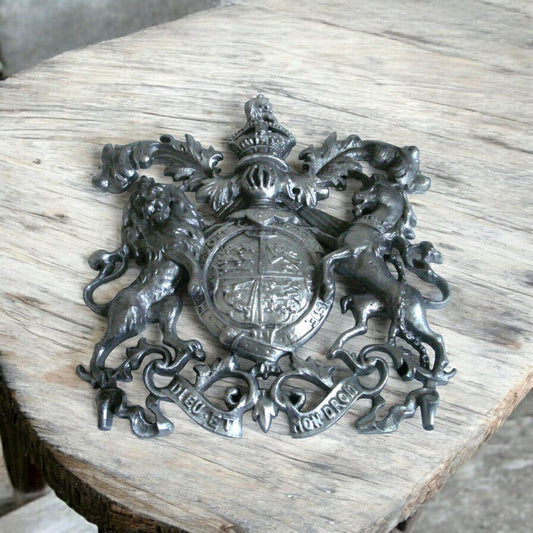 LARGE - Vintage Style HEAVY CAST ROYAL CREST SAFE PLATE - Coat of Arms (5126)
