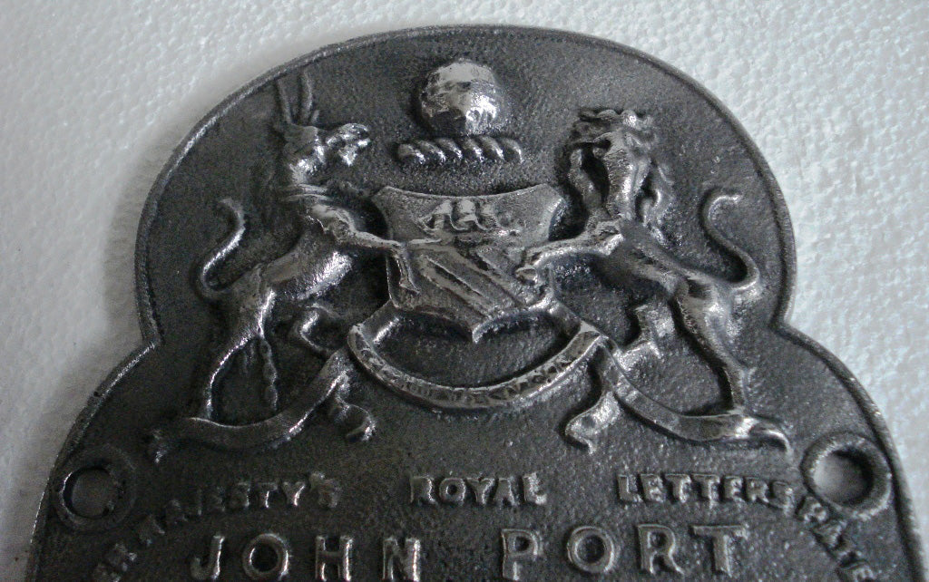 VINTAGE Style Cast JOHN PORT MANCHESTER Safe Plate - Coat of Arms (5130)