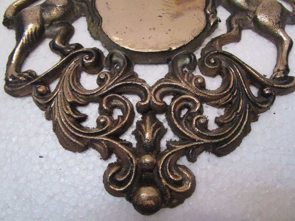 LARGE - Brass Vintage Style HEAVY CAST ROYAL CREST SAFE PLATE - Coat of Arms (5198)