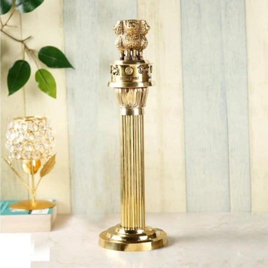 13" Brass Indian NATIONAL Emblem - Republic of INDIA - Ashok STAMBH Statue (871)