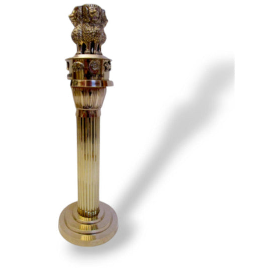 13" Brass Ashoka Stambh Emblem India Ashok Stambh Sculpture Home Office Desk (871)